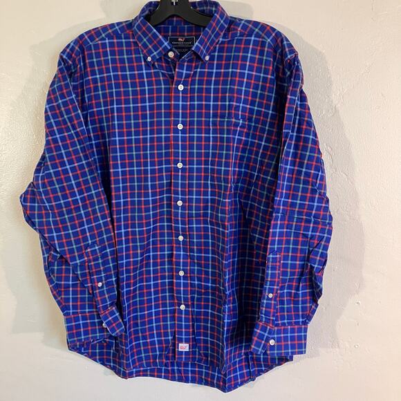 Vineyard Vines Murray Shirt‎ Gingham Blue Red Button Up Shirt - Picture 1 of 5